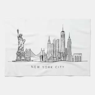 Linge De Cuisine Horizon de New York minimaliste en ligne art