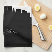 Linge De Cuisine Horizon noir et blanc de Los Angeles (Quart Plié)