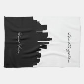 Linge De Cuisine Horizon noir et blanc de Los Angeles (Horizontal)