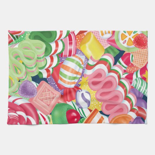 Linge De Cuisine Horloge démodée de sucrerie de Noël (Horizontal)