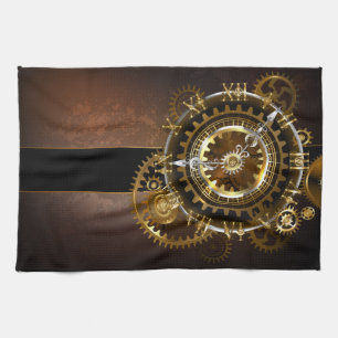 Linge De Cuisine Horloge Steampunk avec des engrenages anciens