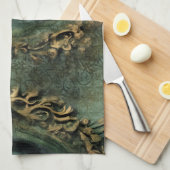 Linge De Cuisine Horloge Steampunk Rustique Vert Émeraude (Quart Plié)