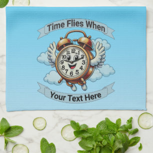 Linge De Cuisine Horloge volante "Le temps passe quand" personnalis