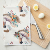 Linge De Cuisine Horse boho fleurs florales sans couture motif (Quart Plié)