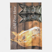 Linge De Cuisine Horse Cowboy Boots Rustic Barque (Vertical)