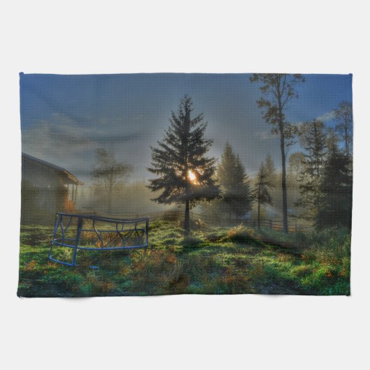 Linge De Cuisine Horse Ranch Sunrise Nature Photo (Horizontal)