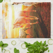 Linge De Cuisine Horses at sunset throw pillow (Plié)