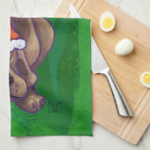 Linge De Cuisine Hound Chien Noël sur Green (Quart Plié)