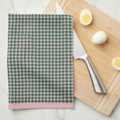 Linge De Cuisine Houndstooth moderne Motif Holiday Vert & Rose (Quart Plié)