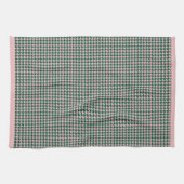 Linge De Cuisine Houndstooth moderne Motif Holiday Vert & Rose (Horizontal)