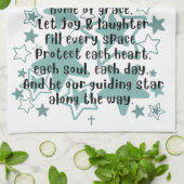 Linge De Cuisine House Blessing Poem Teal Stars (Plié)