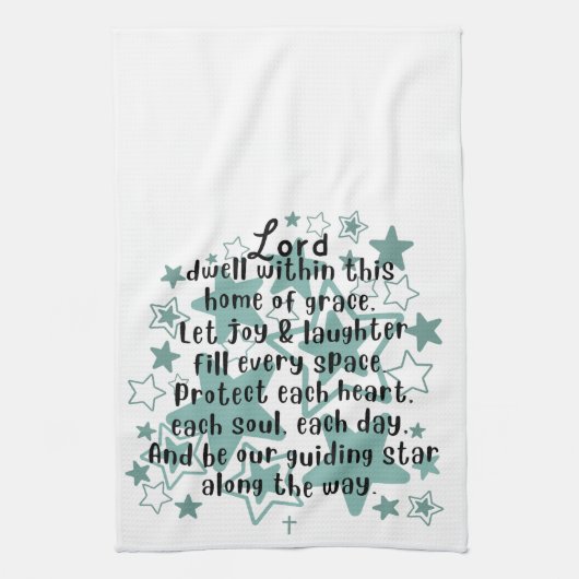 Linge De Cuisine House Blessing Poem Teal Stars (Vertical)