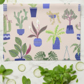 Linge De Cuisine Houseplants Cactus Motif Succulent (Plié)