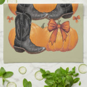 Linge De Cuisine Howdy Citrouille Western Fall Coquette Bow Cowgirl (Plié)