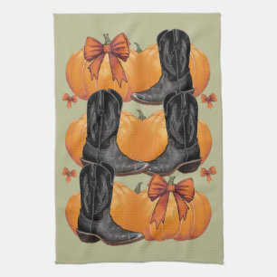 Linge De Cuisine Howdy Citrouille Western Fall Coquette Bow Cowgirl