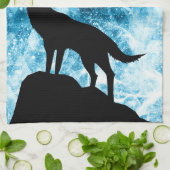 Linge De Cuisine Howling Wolf Hiver neige bleue fumée Abstraite (Plié)