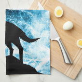 Linge De Cuisine Howling Wolf Hiver neige bleue fumée Abstraite (Quart Plié)