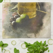 Linge De Cuisine Huile d'olive et olives (Plié)