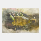 Linge De Cuisine Huile d'olive et olives (Horizontal)