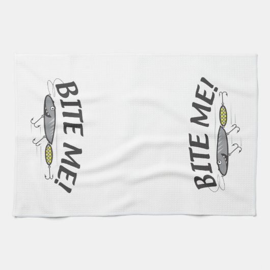 Linge De Cuisine Humour Bite Me Fishing Hook (Horizontal)