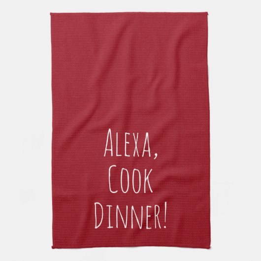 Linge De Cuisine Humour de commande Alexa en rouge (Vertical)