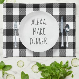 Linge De Cuisine Humour De Commande Alexa Sur Buffalo Plaid