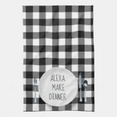 Linge De Cuisine Humour De Commande Alexa Sur Buffalo Plaid (Vertical)