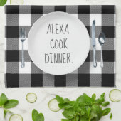 Linge De Cuisine Humour De Commande Alexa Sur Buffalo Plaid (Plié)