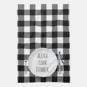 Linge De Cuisine Humour De Commande Alexa Sur Buffalo Plaid