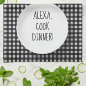 Linge De Cuisine Humour de commande Alexa sur en vichy (Plié)