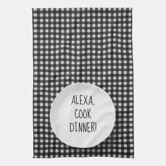Linge De Cuisine Humour de commande Alexa sur en vichy (Vertical)