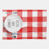 Linge De Cuisine Humour de la commande Alexa sur buffalo plaid (Horizontal)