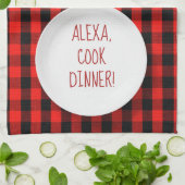 Linge De Cuisine Humour de la commande Alexa sur buffalo plaid (Plié)