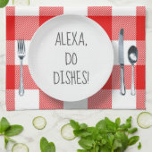 Linge De Cuisine Humour de la commande Alexa sur buffalo plaid (Plié)
