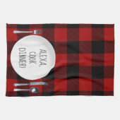 Linge De Cuisine Humour de la commande Alexa sur buffalo plaid (Horizontal)