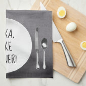 Linge De Cuisine Humour de la commande Alexa sur gris (Quart Plié)