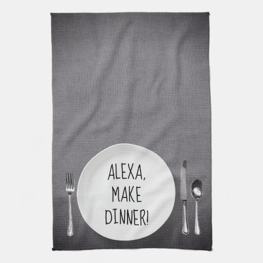 Linge De Cuisine Humour de la commande Alexa sur gris (Vertical)