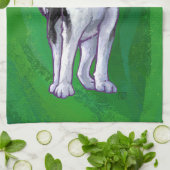 Linge De Cuisine Husky festif à Santa Hat sur Vert (Plié)