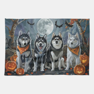 Linge De Cuisine Husky Sibérien Halloween Effrayant
