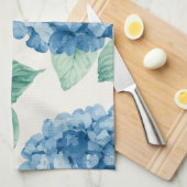 Linge De Cuisine Hydrangea Bleus Aquarelle Fleurs Botaniques Florai (Quart Plié)