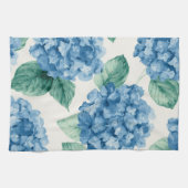 Linge De Cuisine Hydrangea Bleus Aquarelle Fleurs Botaniques Florai (Horizontal)