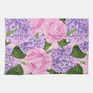 Linge De Cuisine Hydrangea et motif de pivoine