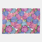 Linge De Cuisine Hydrangea Floral Rose Bleu (Horizontal)