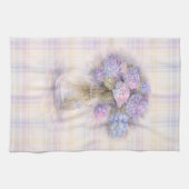 Linge De Cuisine Hydrangea Tea Towel | Pastel Plaid Kitchen Decor (Horizontal)