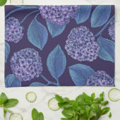 Linge De Cuisine Hydrangea violet et bleu (Plié)