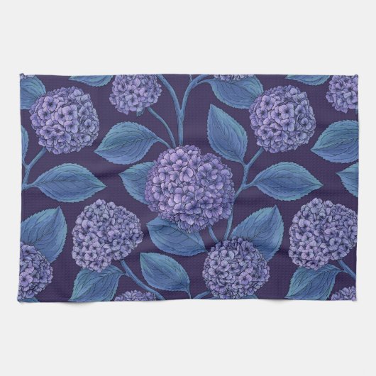 Linge De Cuisine Hydrangea violet et bleu (Horizontal)