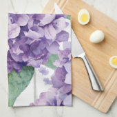 Linge De Cuisine Hydrangea Violette Fleur Lavande Aquarelle  (Quart Plié)