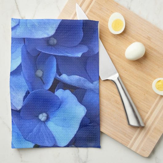 Linge De Cuisine Hydrangeas bleu foncé (Quart Plié)