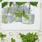 Linge De Cuisine Hydrangeas et jarre de Mason (Plié)