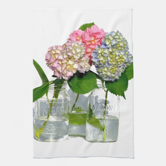 Linge De Cuisine Hydrangeas et jarre de Mason (Vertical)